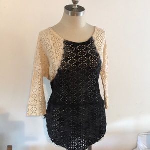 Vintage Free People Boho Funky Cute Mesh Top Xs